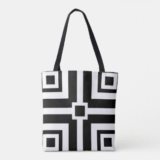 Sac fourre-tout géométrique noir et blanc chic