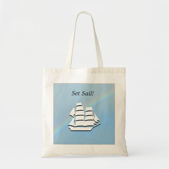 Sac fourre-tout - Grand voilier avec arche arc-en- (Devant)