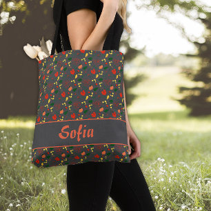 Sac fourre-tout gris à motif de fleurs sauvages et