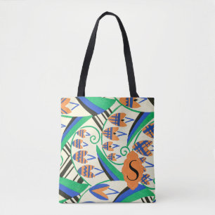 Sac fourre-tout gris orange initial à vert bleu