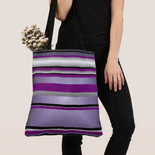 Sac fourre-tout gris violet noir blanc Motif de ba