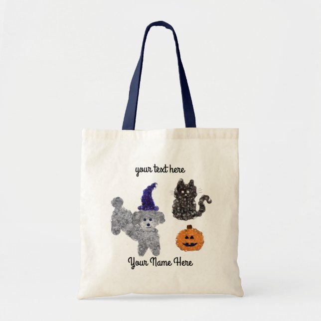 Sac fourre-tout Halloween Grey Poodle #1 (Devant)