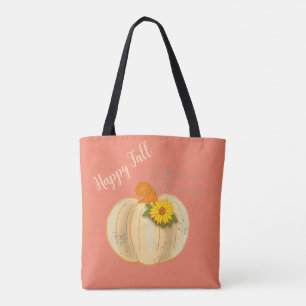 Sac fourre-tout Happy Fall citrouille blanche Sac