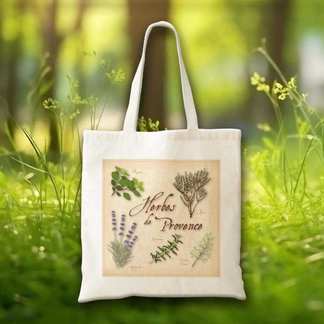 Sac fourre-tout Herbes de Provence (Herbes de Provence Tote Bag. Ready to go to the Farmer's Market!)