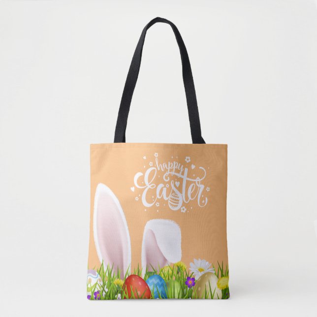 Sac fourre-tout heureux à Pâques | d'oreilles (Devant)