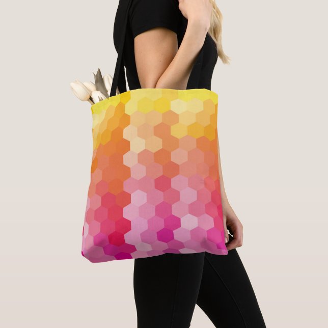 Sac fourre-tout Hexagon rose et jaune géométrique  (De près)