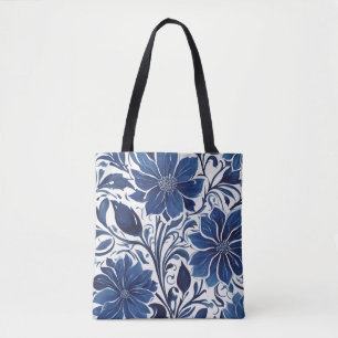 sac fourre-tout jardin fleur indigo