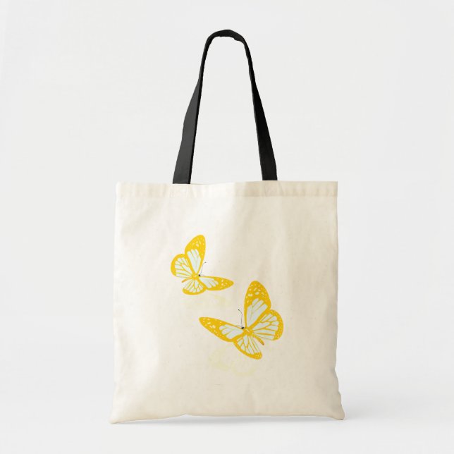Sac fourre-tout jaune à deux papillons (Devant)