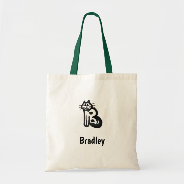 Sac fourre-tout - Lettre de chat B avec nom (Devant)