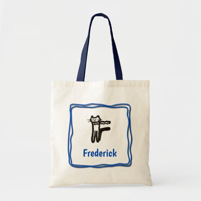 Sac fourre-tout - Lettre de chat F avec nom dans l (Devant)