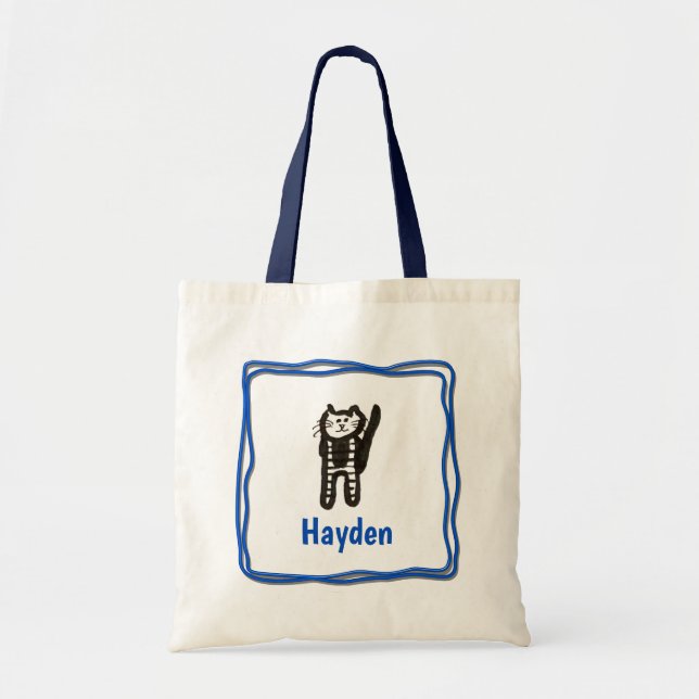 Sac fourre-tout - Lettre de chat H avec nom dans l (Devant)