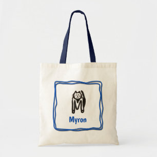 Sac fourre-tout - Lettre de chat M avec nom dans l