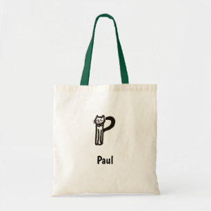 Sac fourre-tout - Lettre de chat P avec nom