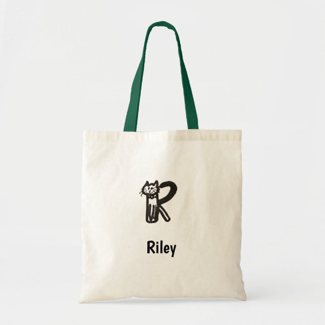 Sac fourre-tout - Lettre de chat R avec nom (Devant)