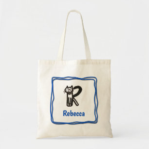 Sac fourre-tout - Lettre de chat R avec nom dans l