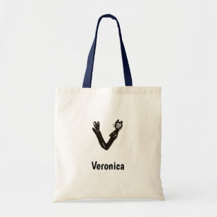 Sac fourre-tout - Lettre de chat V avec nom
