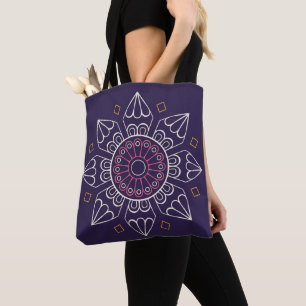 Sac fourre-tout Mandala - Boho violet géométrique 