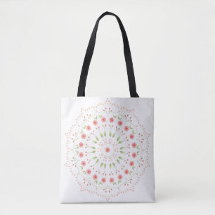 Sac fourre-tout mandala floral pêche