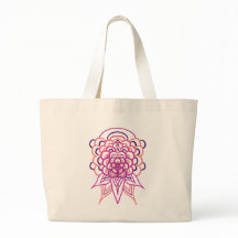 Sac fourre-tout mandala floral rose | Fleur bohème