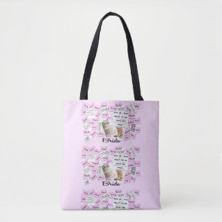 Sac fourre-tout Mariage rose et blanc personnalisé