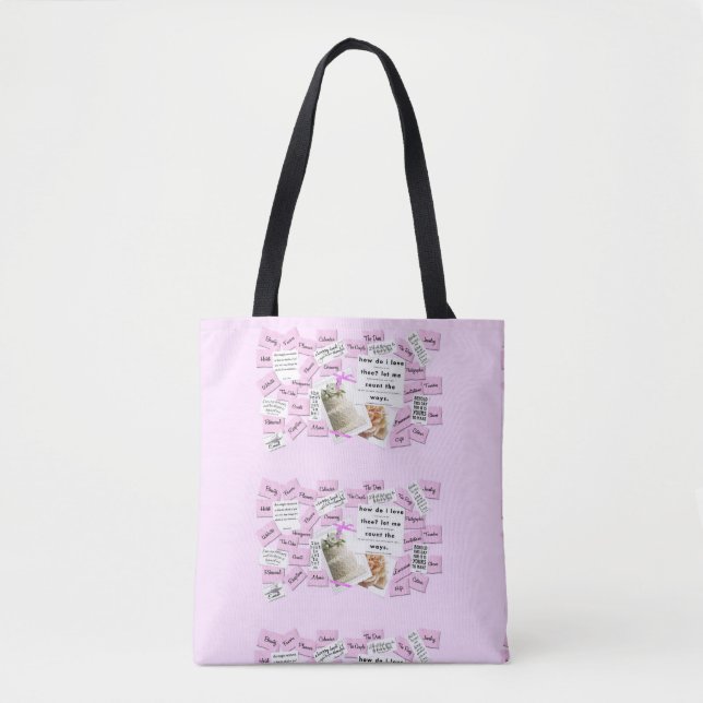 Sac fourre-tout Mariage rose et blanc personnalisé (Devant)