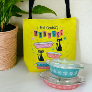 Sac fourre-tout MCM de chats noir retro Pyrex