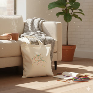 Sac fourre-tout minimaliste portrait de chat en li