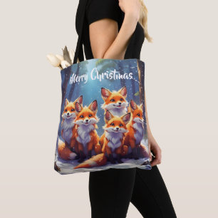 Sac fourre-tout modèle Renards mignons dans une fo