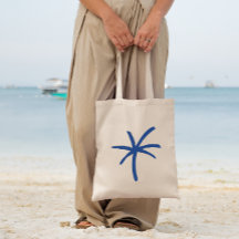 Sac fourre-tout moderne de palmiers peints en bleu