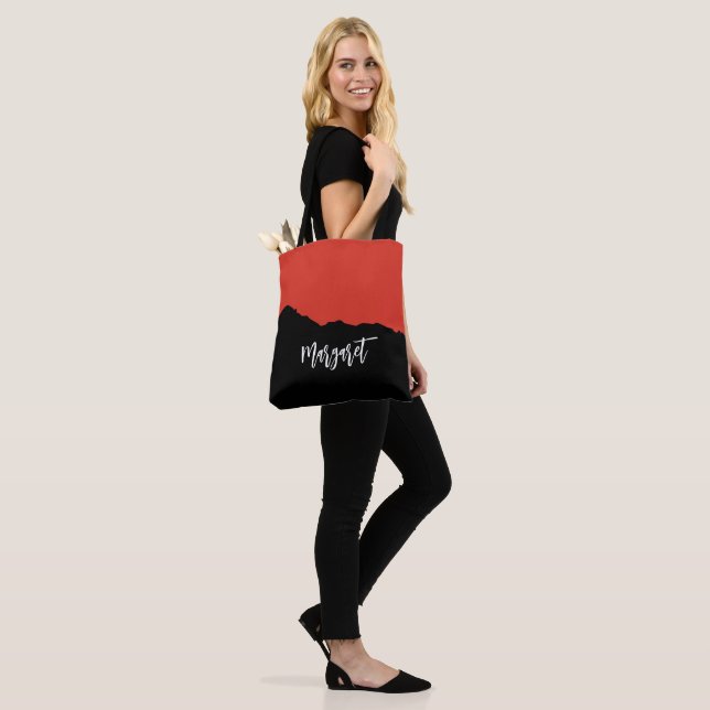 Sac fourre-tout moderne élégant noir et orange mon (Sur le modèle)