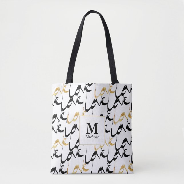 Sac fourre-tout Monogramme Black & Gold Love (Devant)