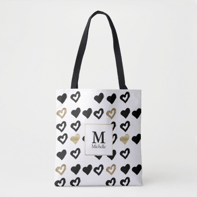 Sac fourre-tout Monogramme Coeur Noir & Or (Devant)
