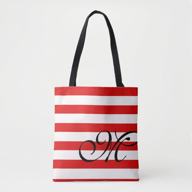 Sac fourre-tout Monogramme et rayures - Rouge (Devant)