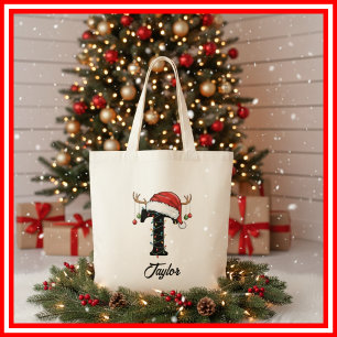 Sac fourre-tout Monogramme Famille Noël Cerfs Chap