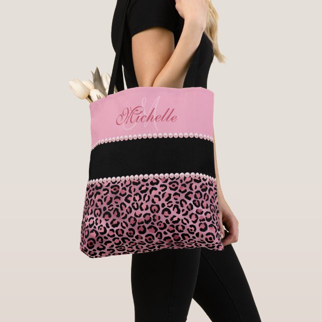 Sac fourre-tout Monogramme Léopard Rose Et Noir Ro (De près)