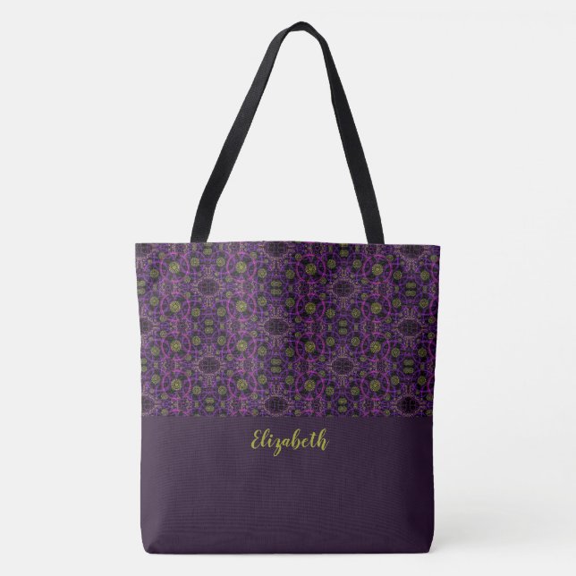 Sac fourre-tout Monogramme Motif violet amusant (Devant)