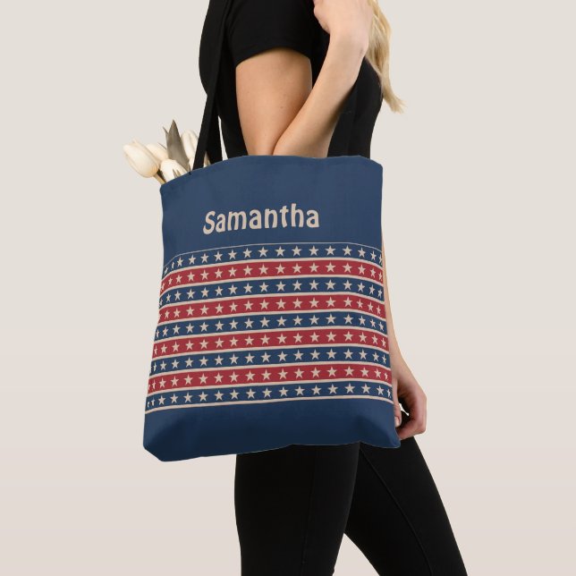 Sac fourre-tout Monogramme Patriotique Rouge Bleu  (De près)