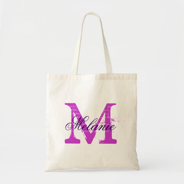 Sac fourre-tout monogramme personnalisé | Orchidée (Devant)