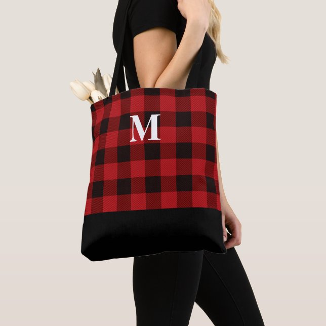 Sac fourre-tout Monogramme Plaid Classique Rouge B (De près)