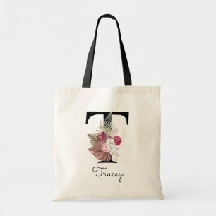 Sac fourre-tout Monogramme Rose Bohème Floral Init