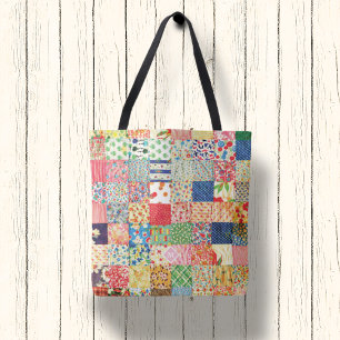 Sac fourre-tout Monogramme vintage Faux Patchwork