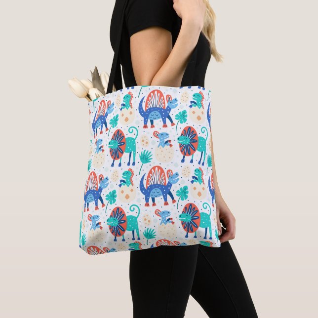 Sac fourre-tout motif de dinosaures mignons (De près)