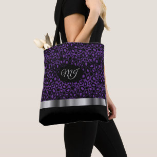Sac fourre-tout Motif de Léopard violet de Monogra