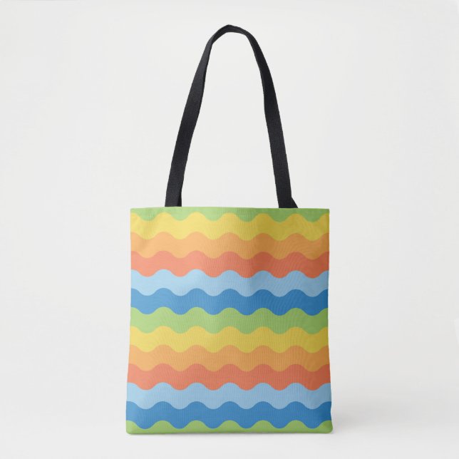 Sac fourre-tout Motif des vagues multicolores (Devant)