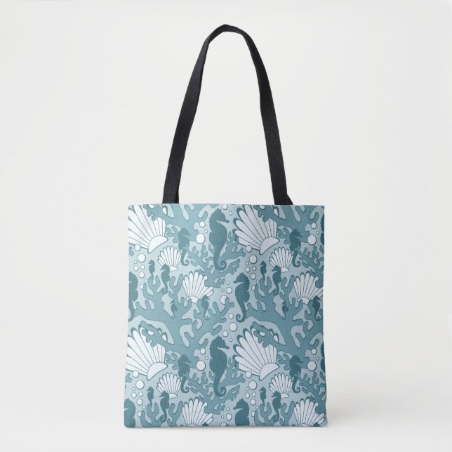Sac fourre-tout Motif océanique turquoise Seahorse (Devant)