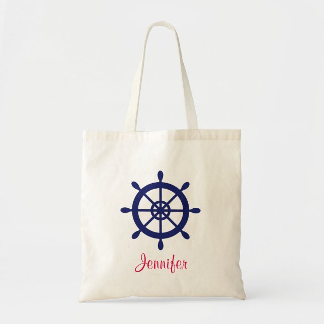 Sac fourre-tout nautique bleu personnalisé à roue (Devant)