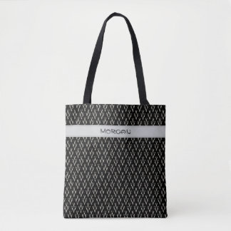 Sac fourre-tout noir avec Motif blanc "V"