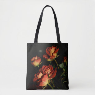 sac fourre-tout noir avec Roses rouges