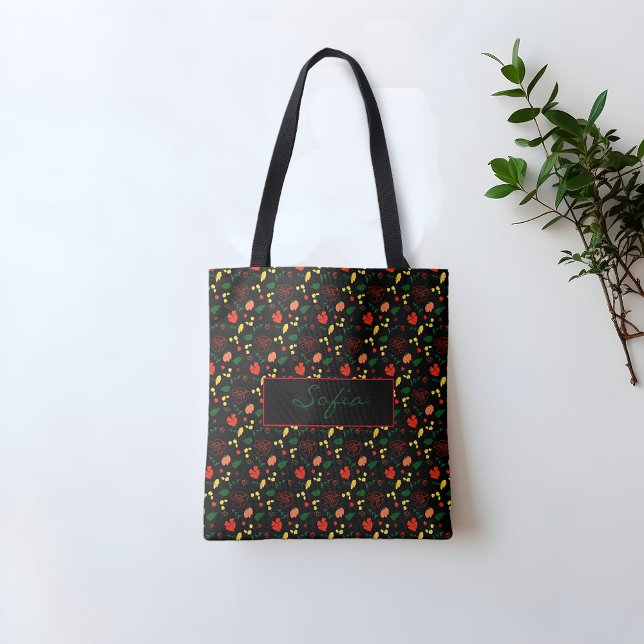 sac fourre-tout noir de pavot rouge fleur sauvage (Créateur téléchargé)
