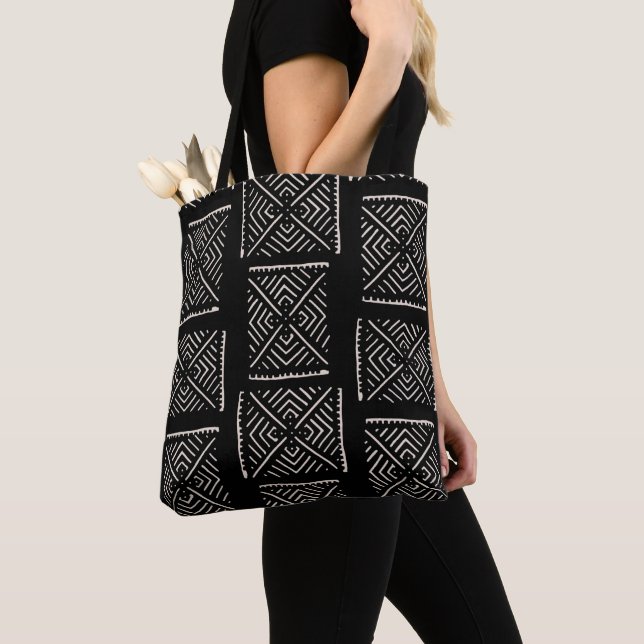 Sac fourre-tout noir en tissu boue imprimé XL Diam (De près)